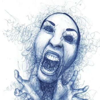 Drawing titled "words defy the plan" by Thiago F. Borges, Original Artwork, Ballpoint pen