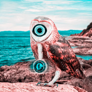 Digital Arts titled "The owl watches its…" by Thiago Pixels, Original Artwork, Photo Montage