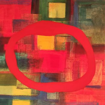 Painting titled "Almost red Enso' 1" by Thia Path, Original Artwork, Oil