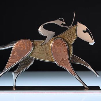 Escultura titulada "Le Jockey" por Thibaud Dière, Obra de arte original, Metales