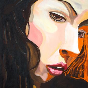 Painting titled "Portrait de femme o…" by Thibaud Grand, Original Artwork, Acrylic