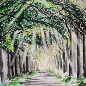 Peinture intitulée "Forêt" par Thibault Blandel, Œuvre d'art originale, Aquarelle