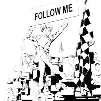 Dessin intitulée "Follow me" par Thibault Cernaix, Œuvre d'art originale, Encre