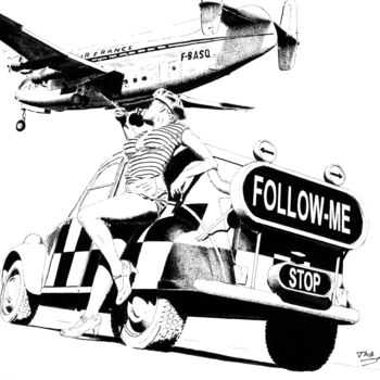 Dibujo titulada "Follow me 2" por Thibault Cernaix, Obra de arte original, Tinta