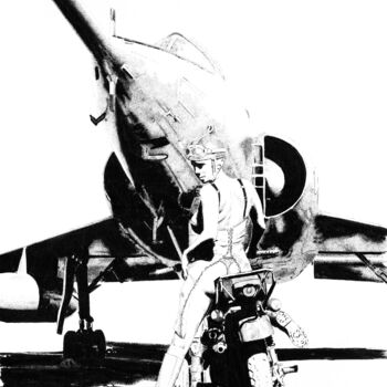 Tekening getiteld "Mirage IV" door Thibault Cernaix, Origineel Kunstwerk, Inkt