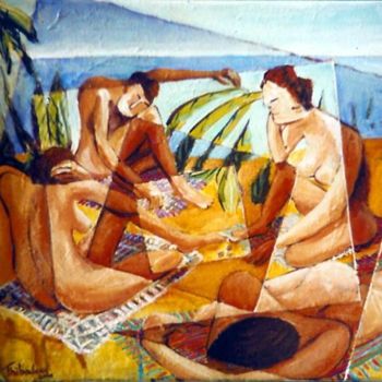 Peinture intitulée "Les baigneuses" par Éric Thibodeau, Œuvre d'art originale