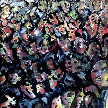 Peinture intitulée "La foule" par Éric Thibodeau, Œuvre d'art originale