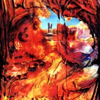 Peinture intitulée "La riviere de feu" par Éric Thibodeau, Œuvre d'art originale
