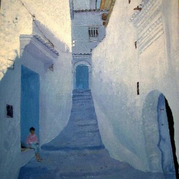 Peinture intitulée "Chefchaouen" par Éric Thibodeau, Œuvre d'art originale