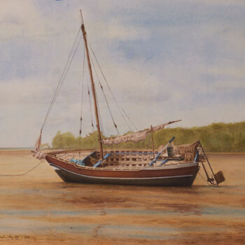 Painting titled "Bateau traditionnel…" by Thierry Brunner, Original Artwork, Watercolor