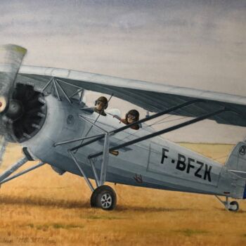 Pintura titulada "Avion Morane-Saulni…" por Thierry Brunner, Obra de arte original, Acuarela