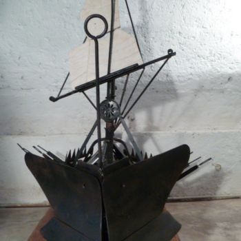 Sculpture titled "galére" by Gilles Thiercelin, Original Artwork, Metals