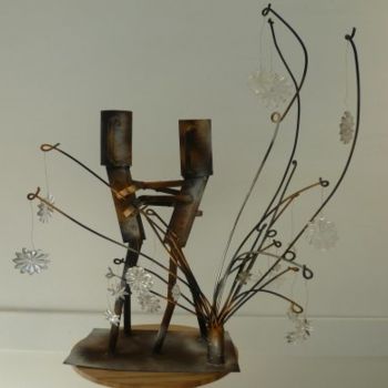 Sculpture titled "les amoureux" by Gilles Thiercelin, Original Artwork, Metals