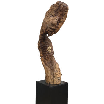Sculpture intitulée "Zoomorphe pensant" par Thierno Diallo, Œuvre d'art originale, Bois