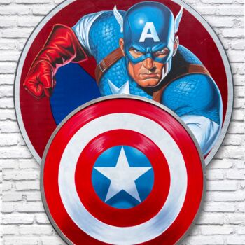 Schilderij getiteld "Captain america .jpg" door Thierry Beaudenon, Origineel Kunstwerk, Acryl