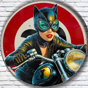 Painting titled "catwoman ride" by Thierry Beaudenon, Original Artwork, Acrylic