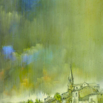 Painting titled "Ciel d'orage sur Ca…" by Thierry Berthommier, Original Artwork, Oil