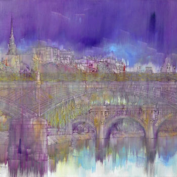 Peinture intitulée "Le Pont des Arts" par Thierry Berthommier, Œuvre d'art originale, Huile