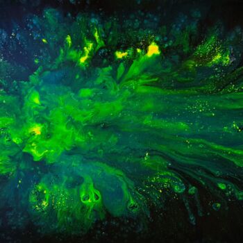 Malarstwo zatytułowany „green explosion” autorstwa Thierry Blanc (T3L), Oryginalna praca, Malarstwo witrażowe