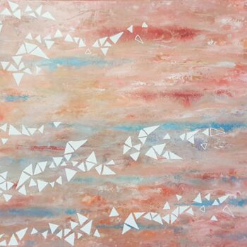 Painting titled "white butterflies i…" by Thierry Blanc (T3L), Original Artwork, Enamel