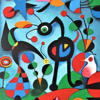 Peinture intitulée "Le Jardin de J.Miro…" par Thibo, Œuvre d'art originale, Acrylique