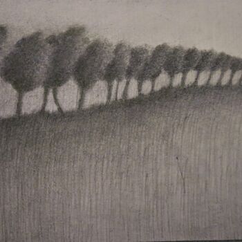 Σχέδιο με τίτλο "chemin d'arbres" από Thierry Carol Ratel, Αυθεντικά έργα τέχνης, Γραφίτης