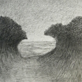 Drawing titled "Chemin  creux" by Thierry Carol Ratel, Original Artwork, Pencil