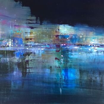 Pintura intitulada "Nuit bleuâtre" por Thierry Carton, Obras de arte originais, Óleo