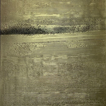 Ζωγραφική με τίτλο "Noir & Or #08" από Thierry Courteau, Αυθεντικά έργα τέχνης, Ακρυλικό Τοποθετήθηκε στο Ξύλινο φορείο σκελ…