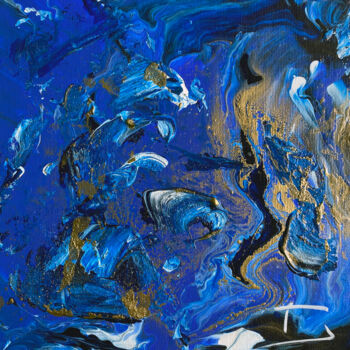 Pintura titulada "Bleu & Or #03" por Thierry Courteau, Obra de arte original, Acrílico Montado en Bastidor de camilla de mad…