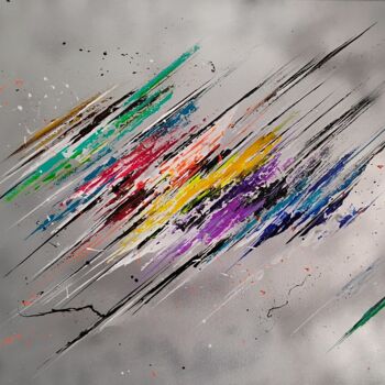 Painting titled ""RAINBOW" - Acryliq…" by Thierry Dodrieux, Original Artwork, Acrylic Mounted on Wood Stretcher frame