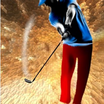 Digital Arts titled "Golfeur extrusion" by Wub, Original Artwork, Digital Painting