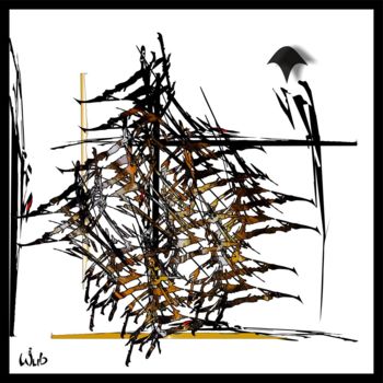 Digitale Kunst mit dem Titel "Sur un arbre perché" von Wub, Original-Kunstwerk, Digitale Malerei