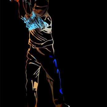 Digital Arts titled "Golfeur dans la nuit" by Wub, Original Artwork, Digital Painting