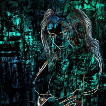 Arts numériques intitulée "Femme Néon" par Wub, Œuvre d'art originale, Peinture numérique Monté sur Aluminium