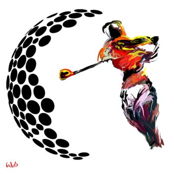 Arts numériques intitulée "Golfeuse + balle" par Wub, Œuvre d'art originale, Peinture numérique