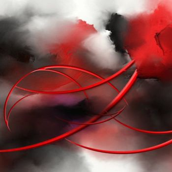 Arts numériques intitulée "Rouge abstraction" par Wub, Œuvre d'art originale, Peinture numérique