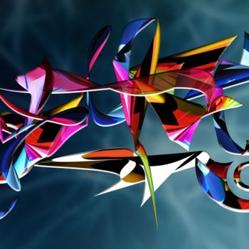 Digitale Kunst mit dem Titel "Space moto" von Wub, Original-Kunstwerk, Digitale Malerei