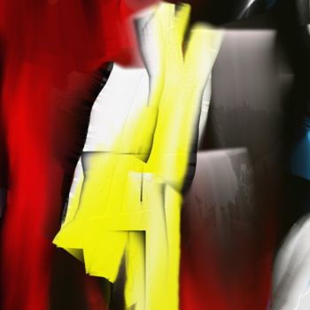 Arte digitale intitolato "En rouge et jaune" da Wub, Opera d'arte originale, Pittura digitale