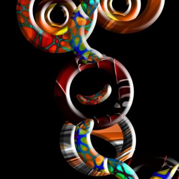 Digitale Kunst getiteld "Totem" door Wub, Origineel Kunstwerk, Digitaal Schilderwerk Gemonteerd op Aluminium