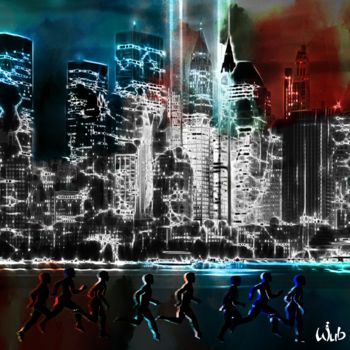 Arts numériques intitulée "Marathon de New-Yor…" par Wub, Œuvre d'art originale, Photo montage Monté sur Aluminium