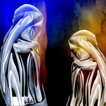 Digital Arts titled "Les deux Frères" by Wub, Original Artwork, Digital Painting Mounted on Aluminium