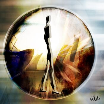 Digital Arts titled "Solitaire Terre" by Wub, Original Artwork, Photo Montage Mounted on Aluminium