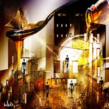 Digital Arts titled "Couleur Miel" by Wub, Original Artwork, Photo Montage Mounted on Aluminium