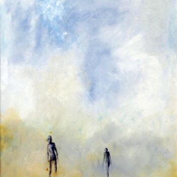 Painting titled "Retrouvailles" by Thierry Garnier-Lafond, Original Artwork, Oil Mounted on Wood Stretcher frame