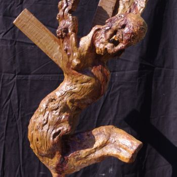 Sculptuur getiteld "Le larron" door Thierry Girou, Origineel Kunstwerk, Hout