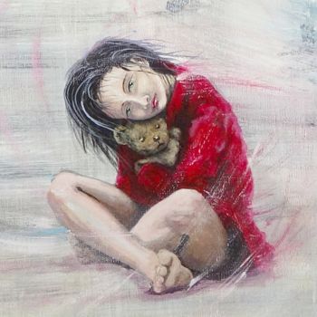 Pintura intitulada "la-petite-fille-en-…" por Thierry Godefroid, Obras de arte originais, Acrílico