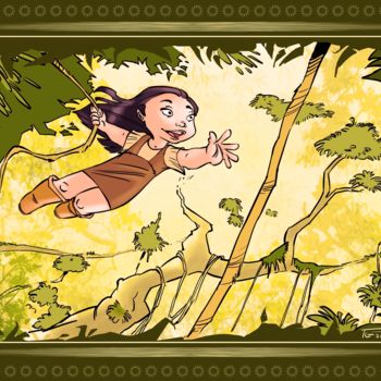 Drawing titled "jouer à Tarzan" by Thierry Goulard, Original Artwork, Digital Photography