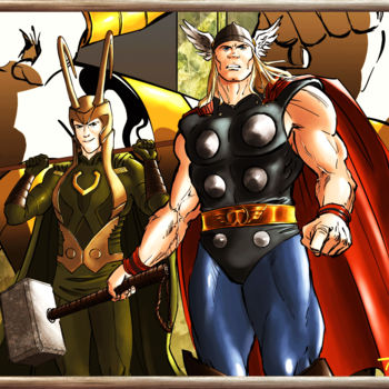 Rysunek zatytułowany „Thor & Loki” autorstwa Thierry Goulard, Oryginalna praca, Fotografia cyfrowa