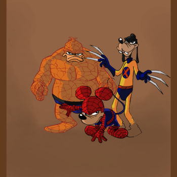 Dessin intitulée "Marvel-Mickey 02" par Thierry Goulard, Œuvre d'art originale, Photographie numérique